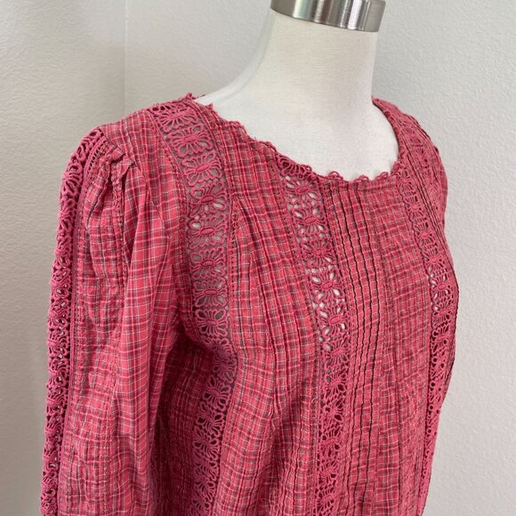 Sundance Womens Medium Cotton Crochet Accent Tunic Top Boho Cottagecore Shirt - Picture 2 of 11